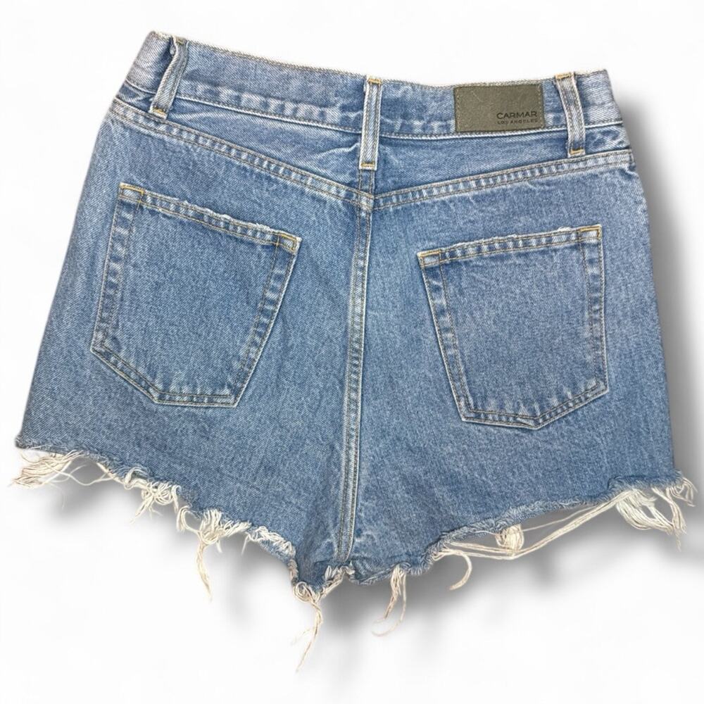 CARMAR Blue Distressed Jean Shorts Size 27 - Picture 3 of 3